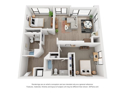 Two bedroom floor plan The Mansion_C1